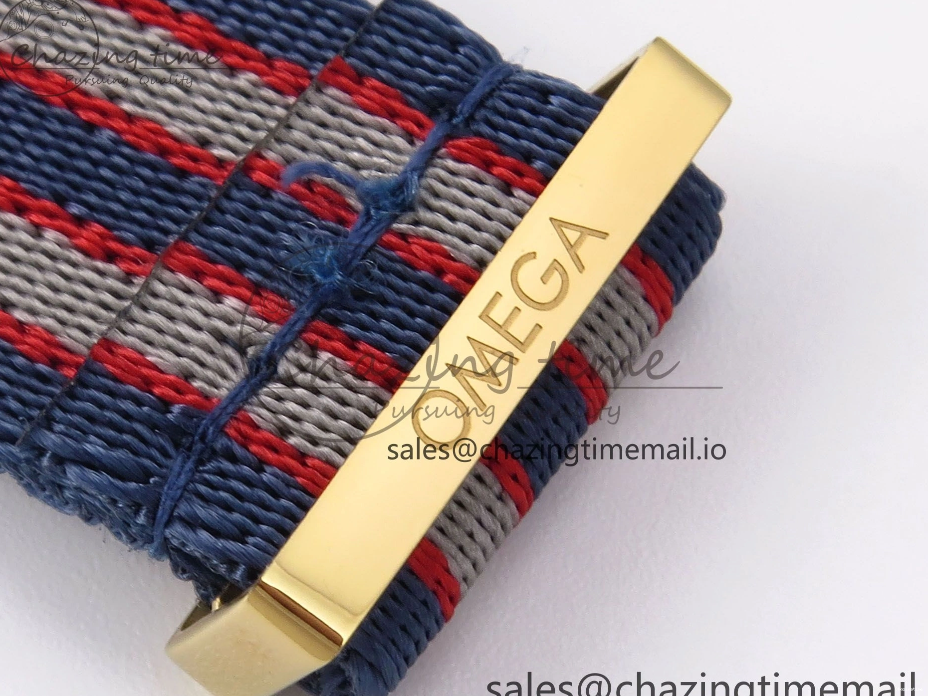 0408 Seamaster 300m Diver YG OMF 1:1 Best Edition Blue Orange Ceramic White Dial on Blue Nato Strap A Colorful 7704